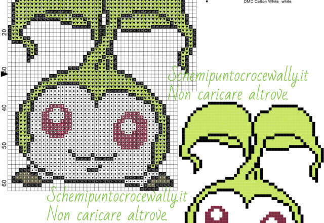 Tanemon digimon schema gratis punto croce 50x62 5 colori