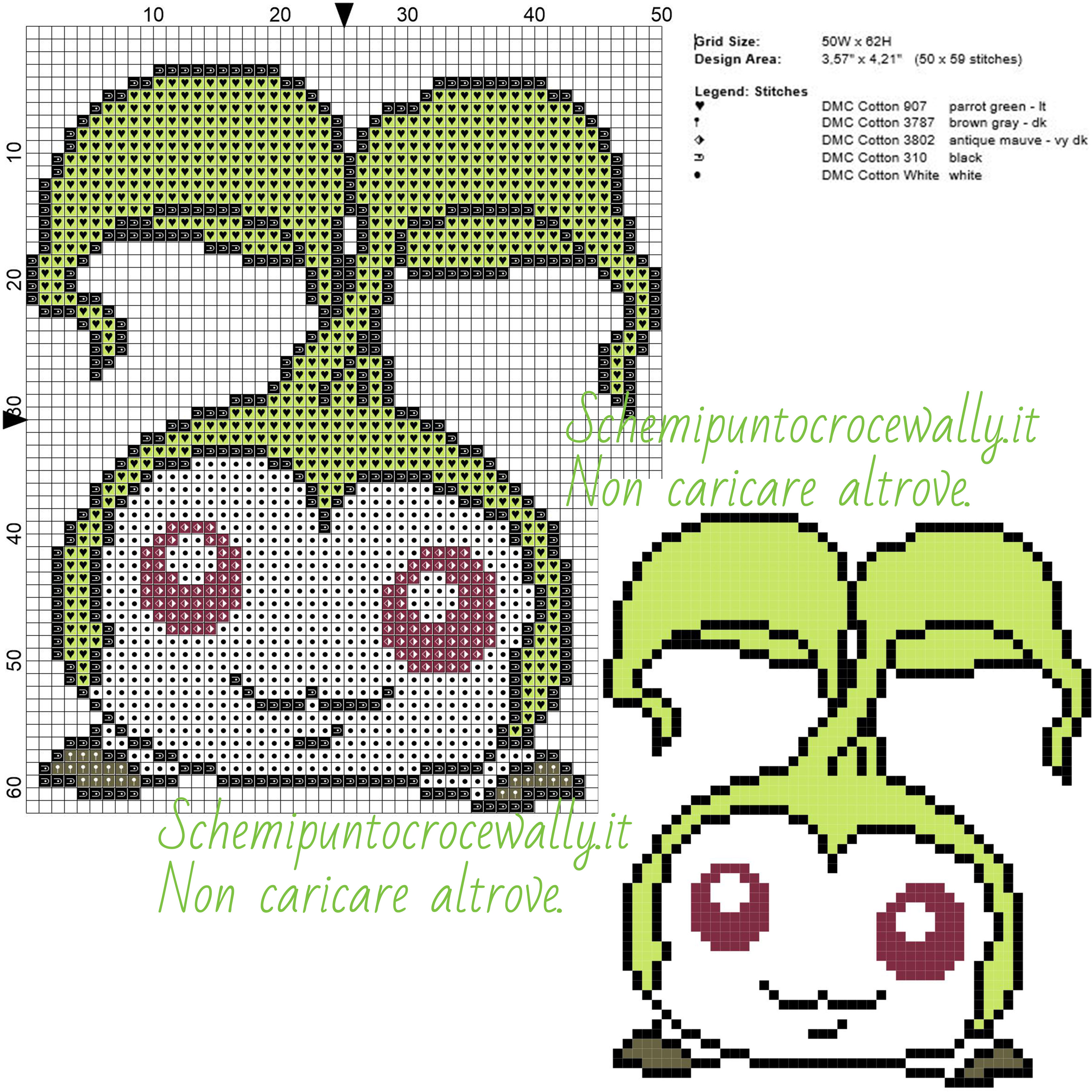 Tanemon digimon schema gratis punto croce 50x62 5 colori