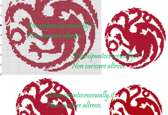 Targaryen logo il trono di spade schema punto croce 100x100 1 colore