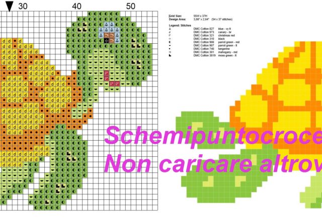 Tartaruga semplicissima schema punto croce Wally