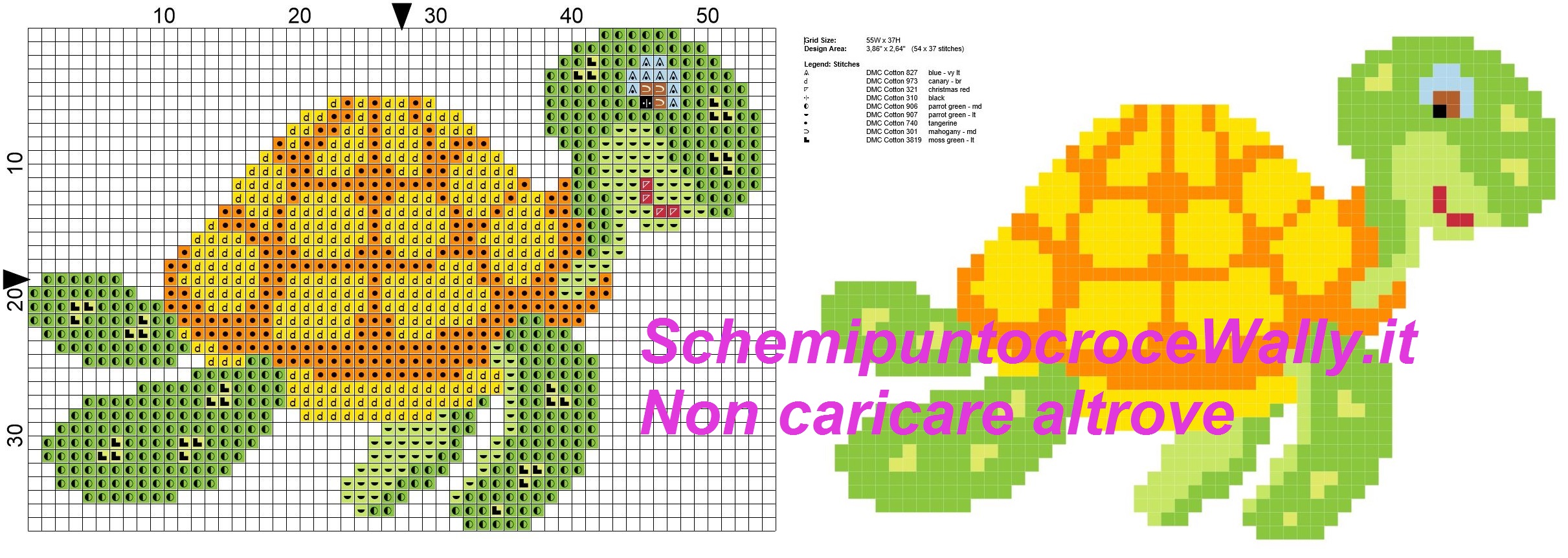 Tartaruga semplicissima schema punto croce Wally