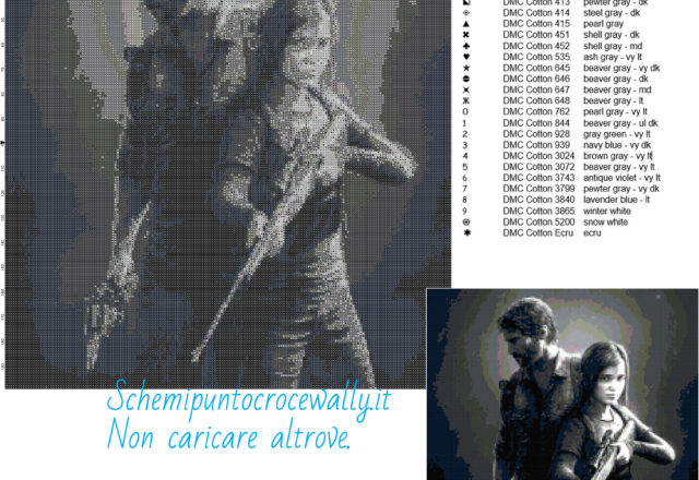 The Last Of Us schema gratis a punto croce di videogiochi 168x199 27 colori