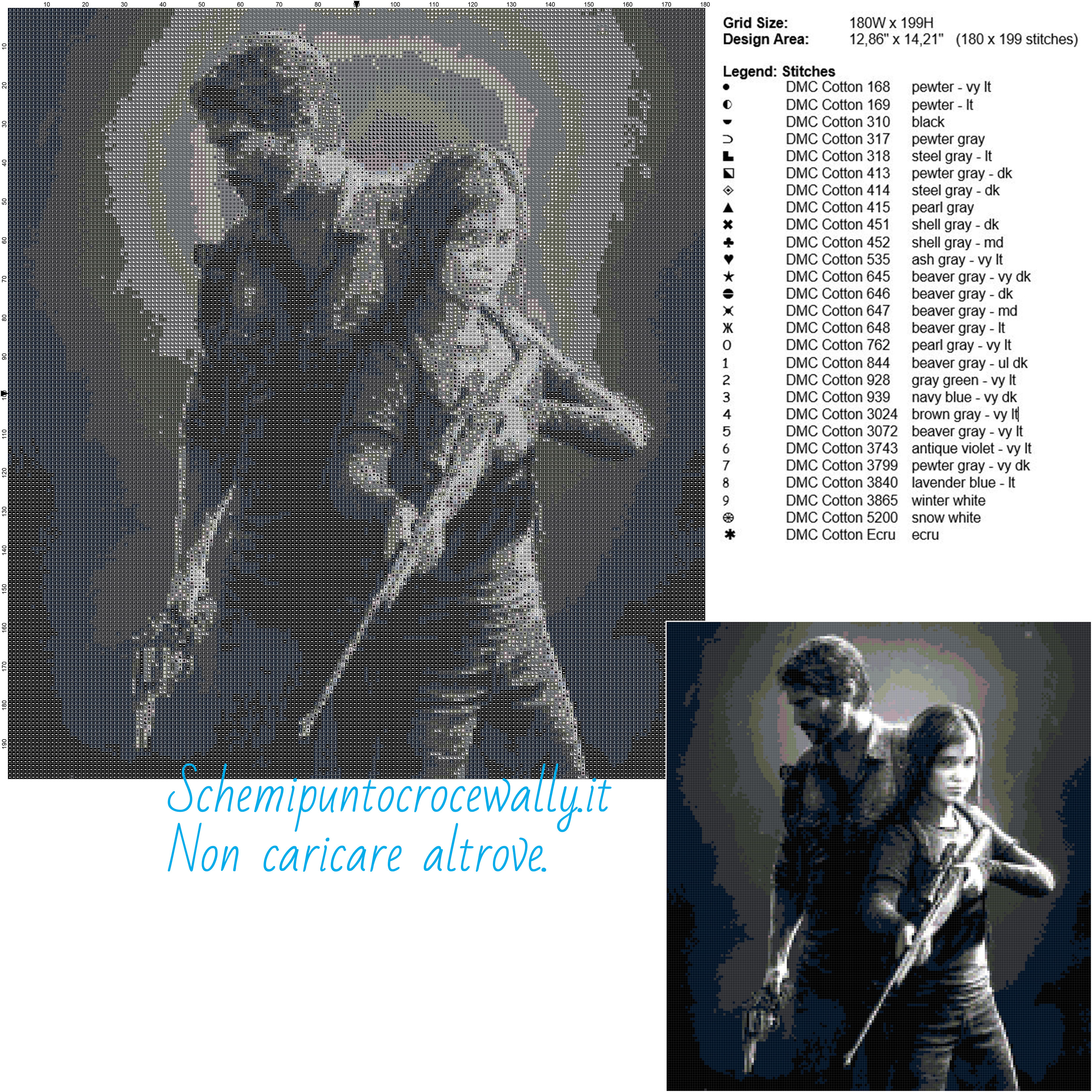 The Last Of Us schema gratis a punto croce di videogiochi 168x199 27 colori