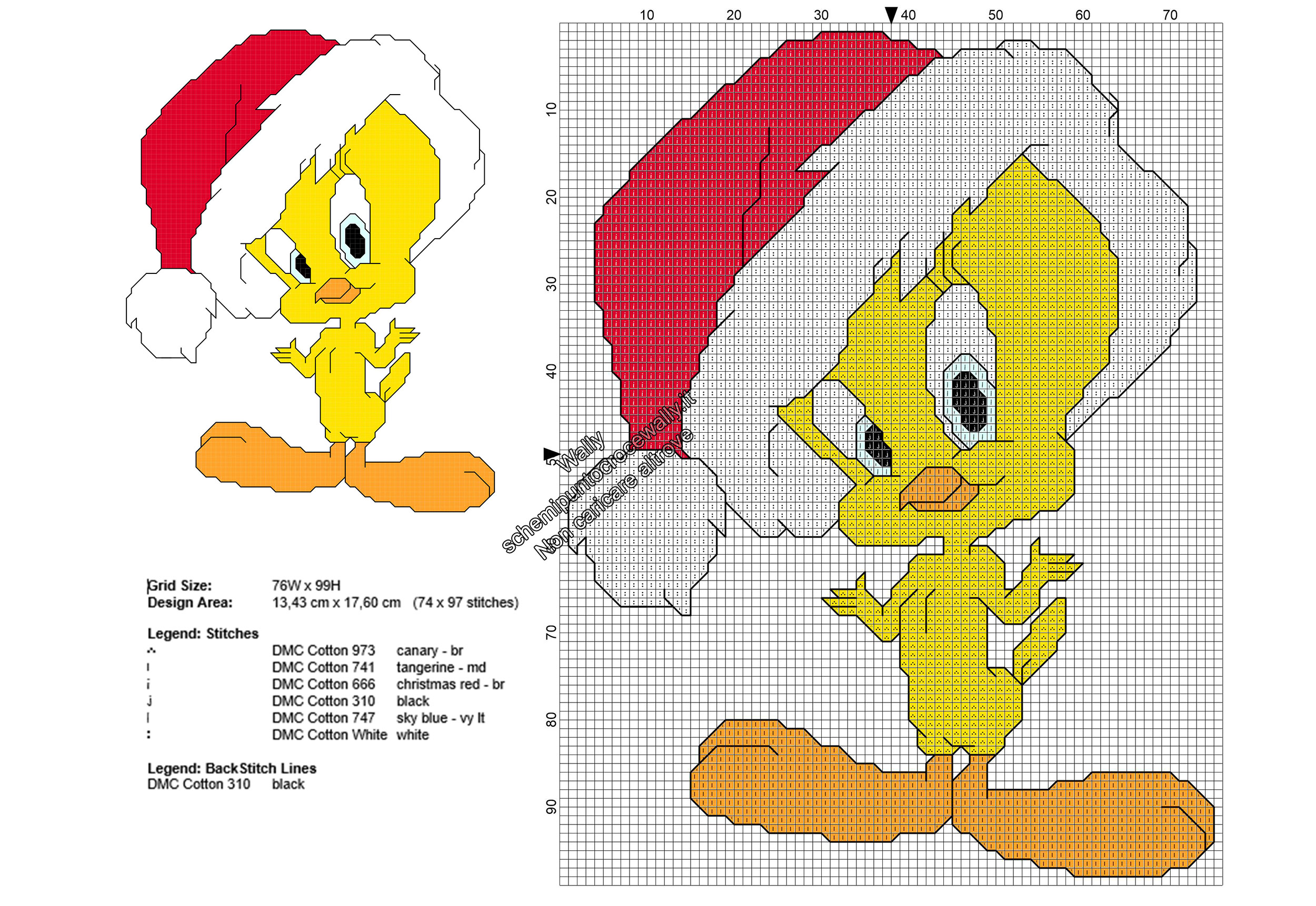 Titti Natale schema ricamo punto croce gratis 74x97