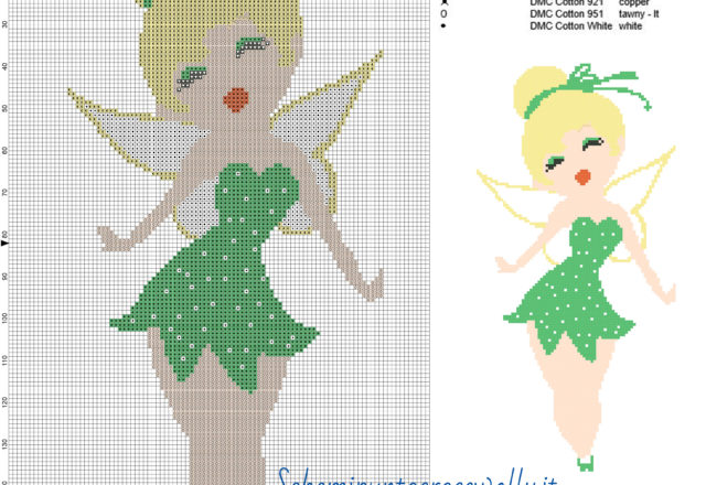 Trilli fata schema disney punto croce 100x164 7 colori