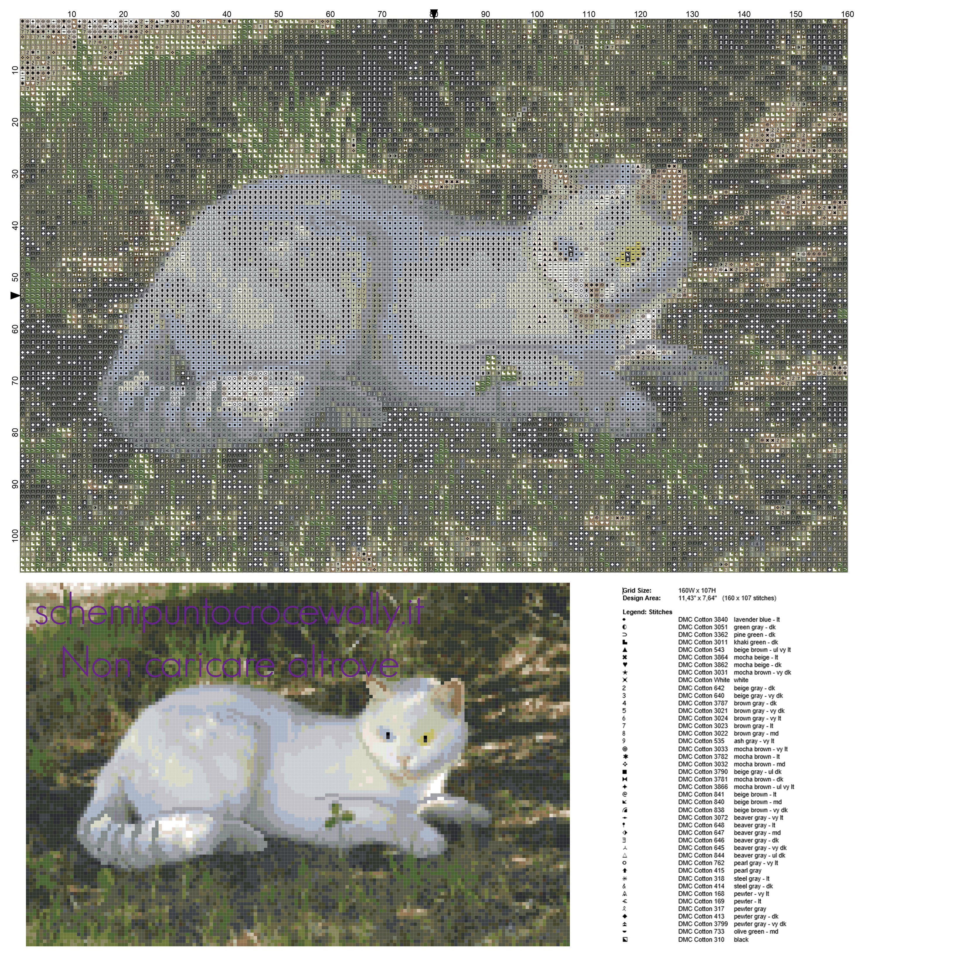 Un bellissimo quadro punto croce con un gatto bianco download gratuito