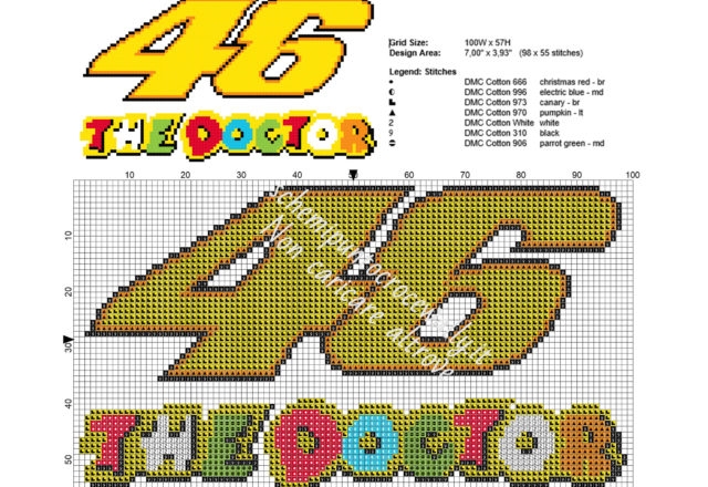 Valentino Rossi 46 The Doctor Moto GP logo schema punto croce gratis