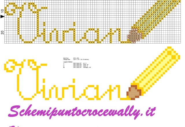 Vivian nome con matita colorata schema punto croce gratis