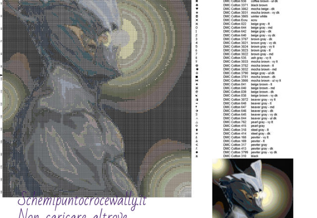 Warframe schema punto croce 150x194 50 colori
