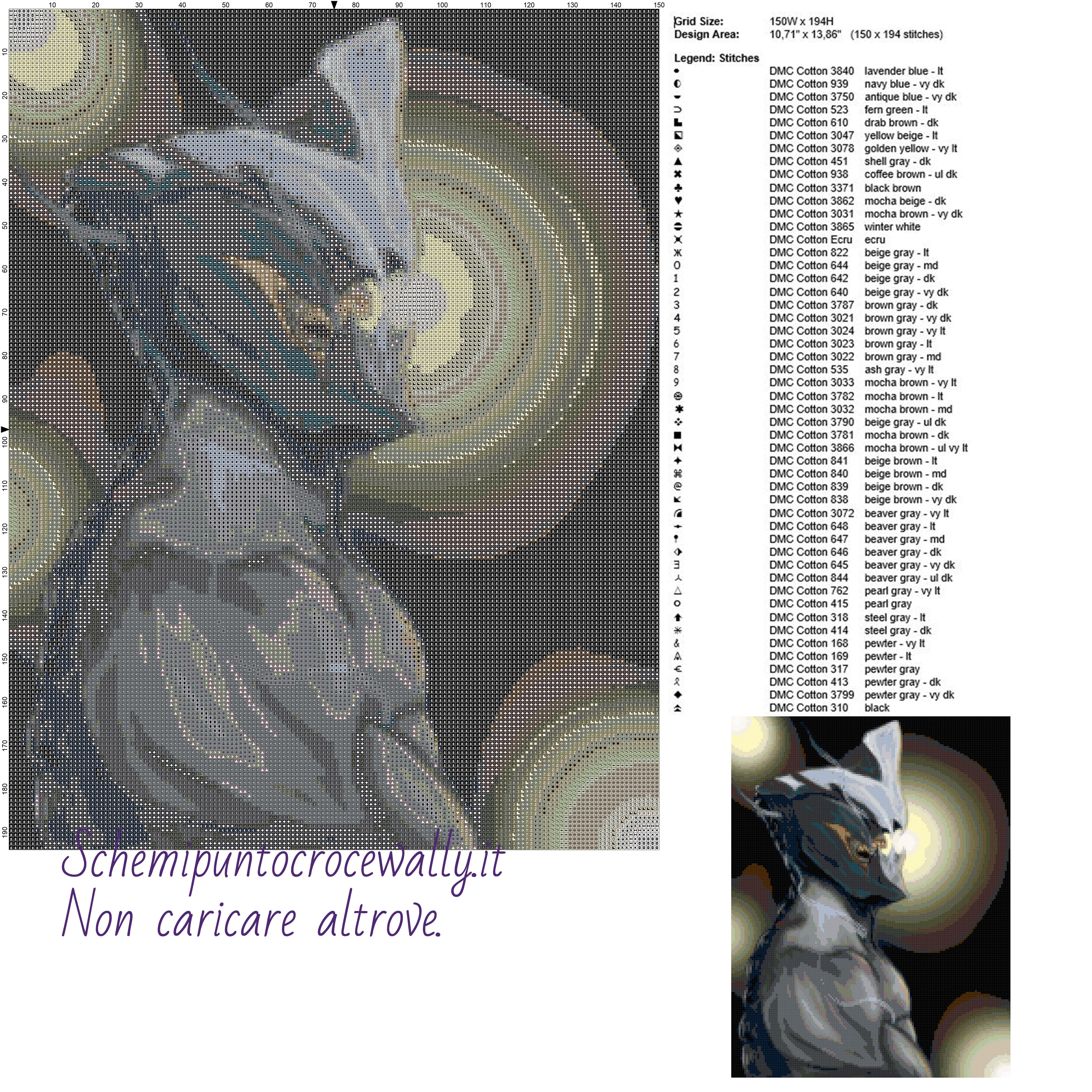 Warframe schema punto croce 150x194 50 colori