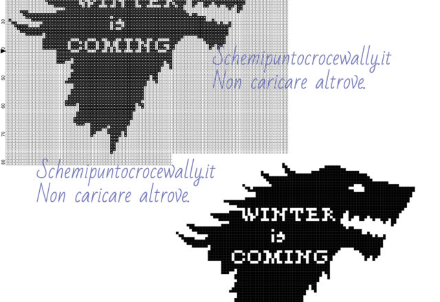 Winter is Coming schema punto croce gratis di Game of Thrones 100x80 2 colori