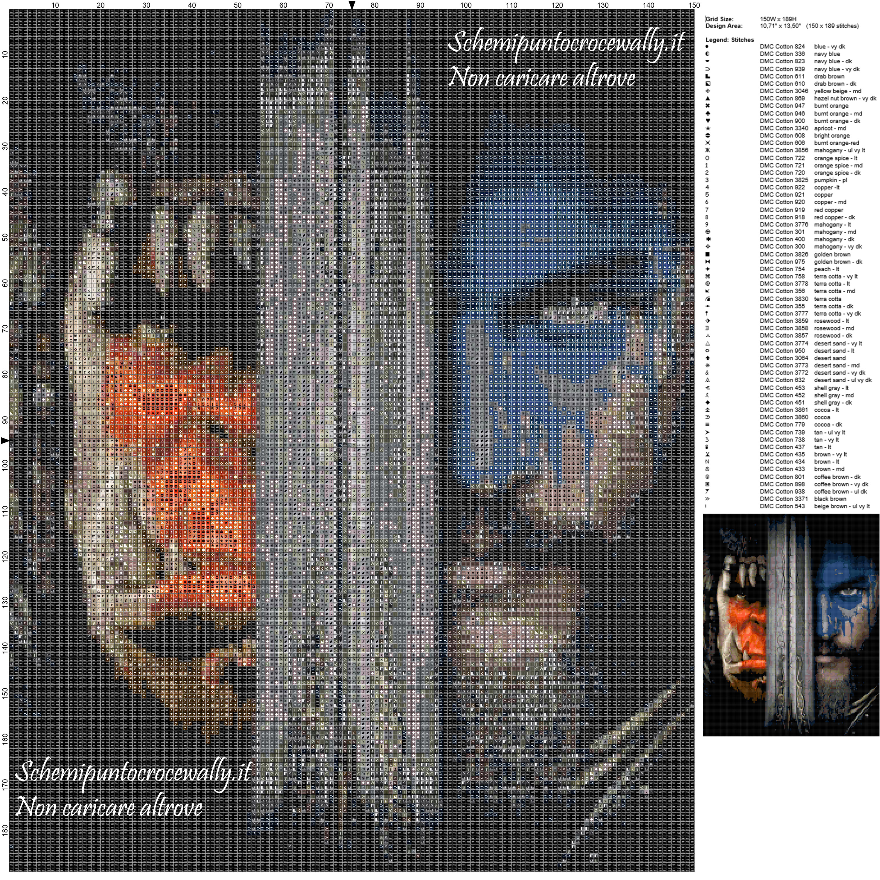 World Of Warcraft Poster schema punto croce 150x189 100 colori