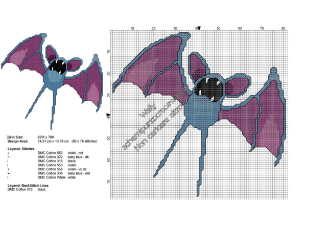 Zubat da Pokèmon Go schema ricamo punto croce gratuito