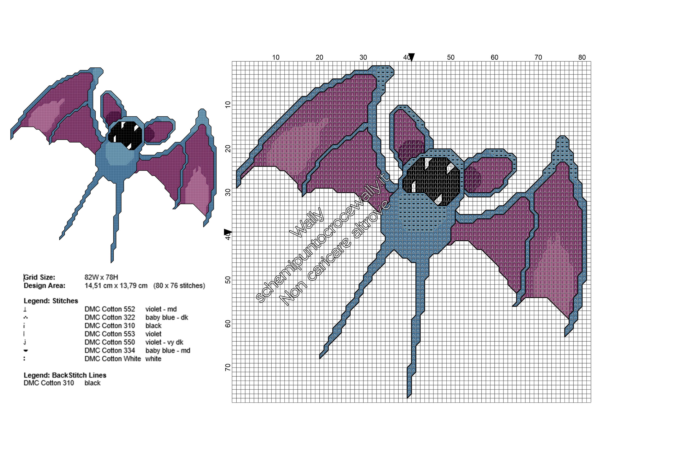 Zubat da Pokèmon Go schema ricamo punto croce gratuito