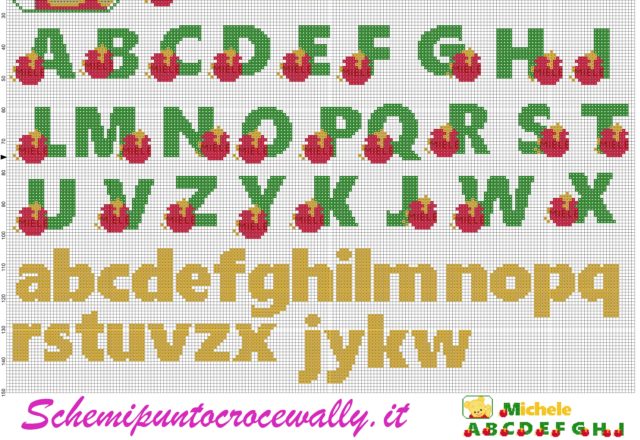alfabeto con baby winnie the pooh schema punto croce