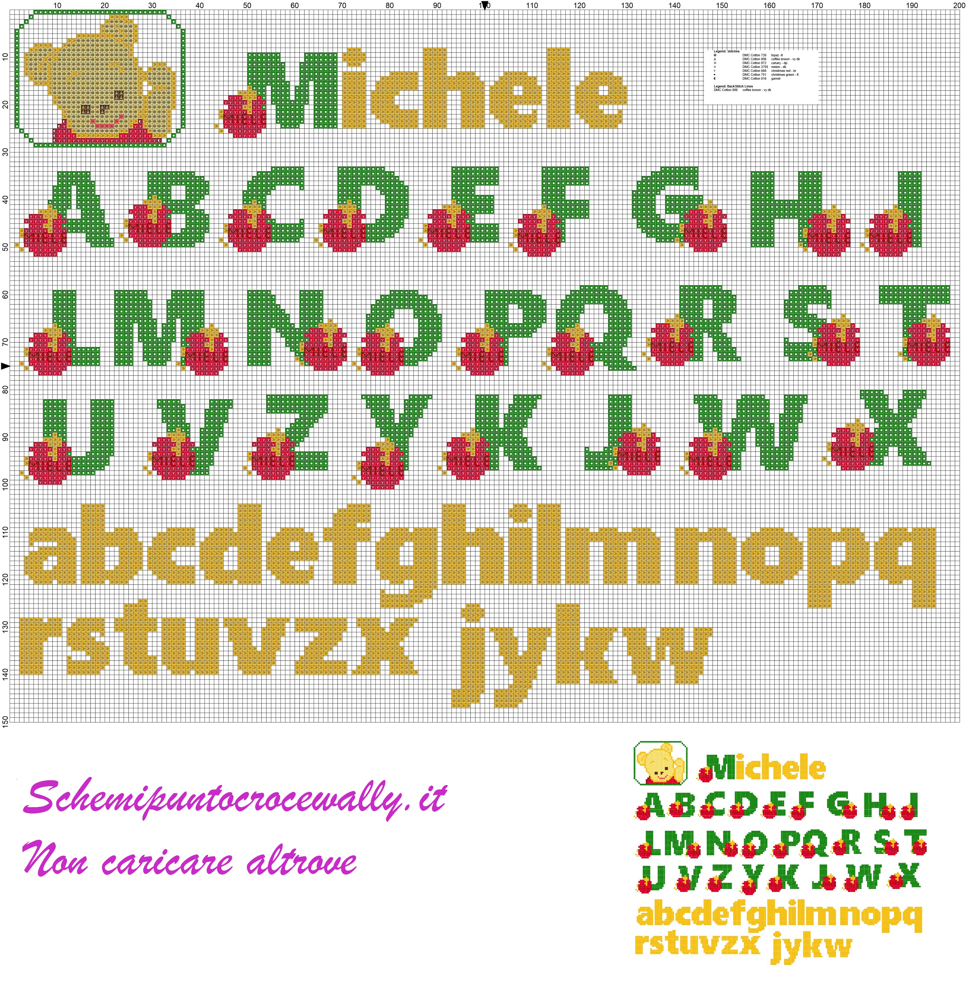alfabeto winni con miele schema punto croce gratis