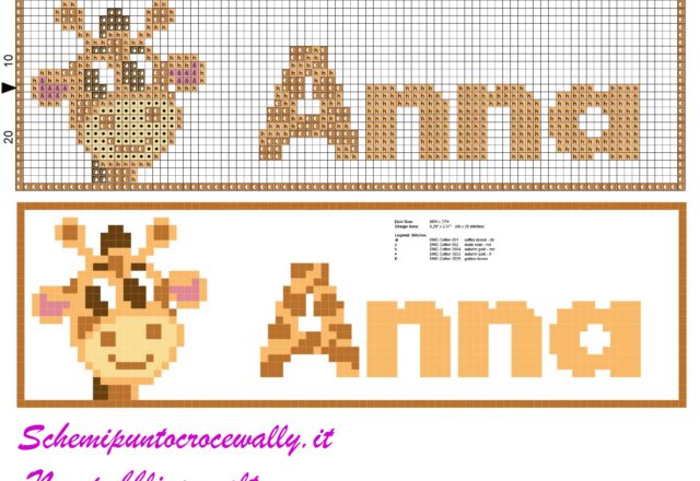 anna nome con giraffa schema punto croce