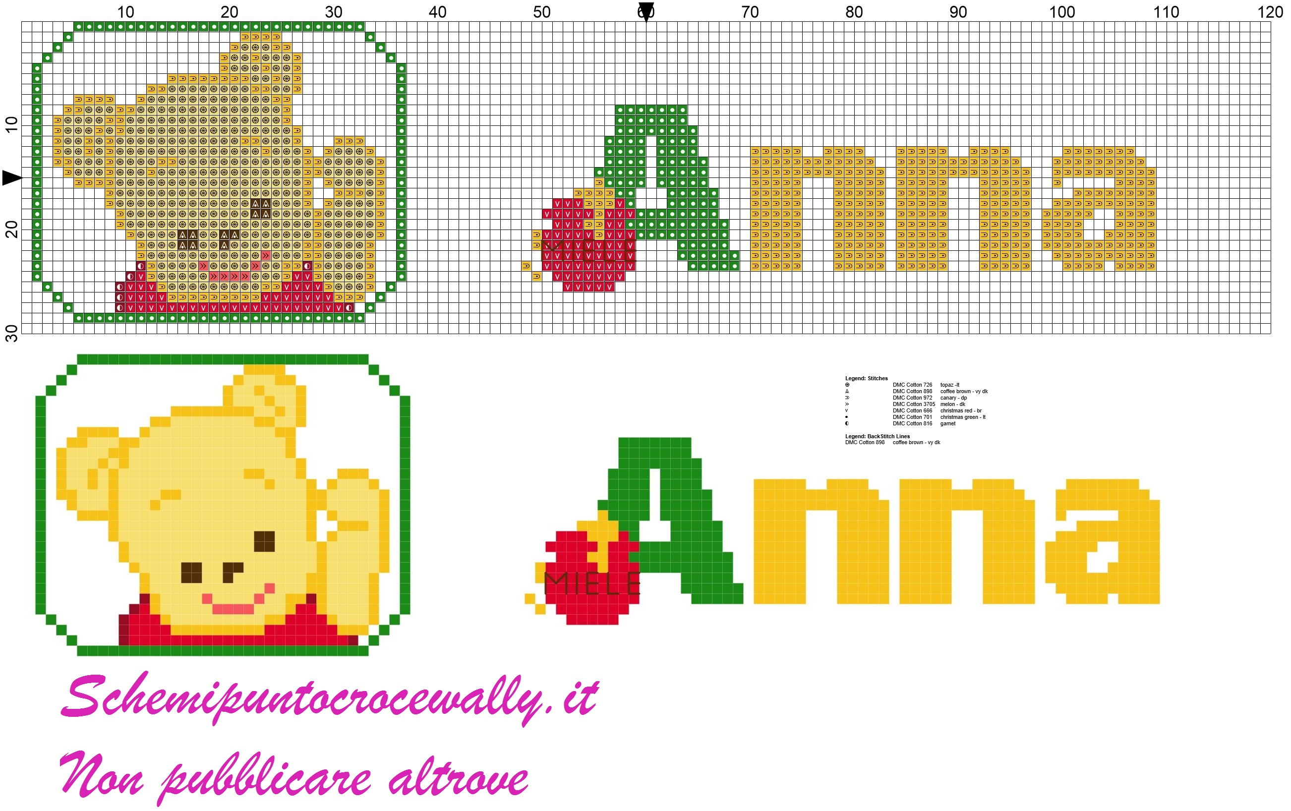 anna nome con winnie the pooh schema punto croce