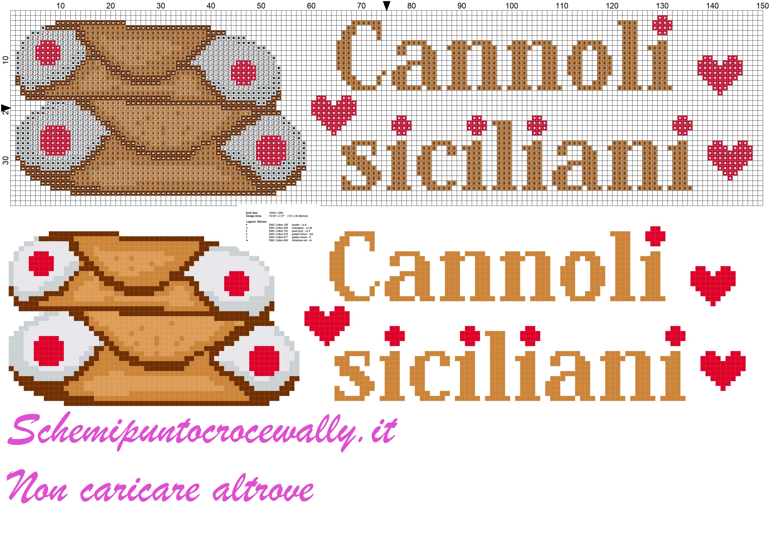 asciugapiatti cannoli siciliani schema punto croce gratis