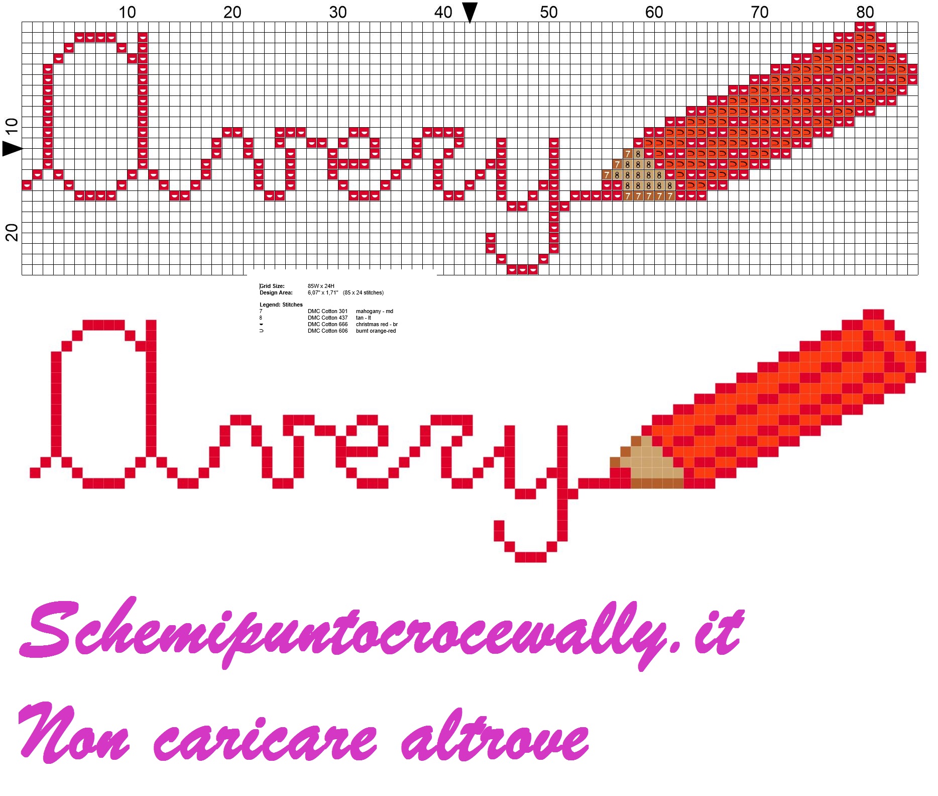 avery nome con matita colorata schema punto croce