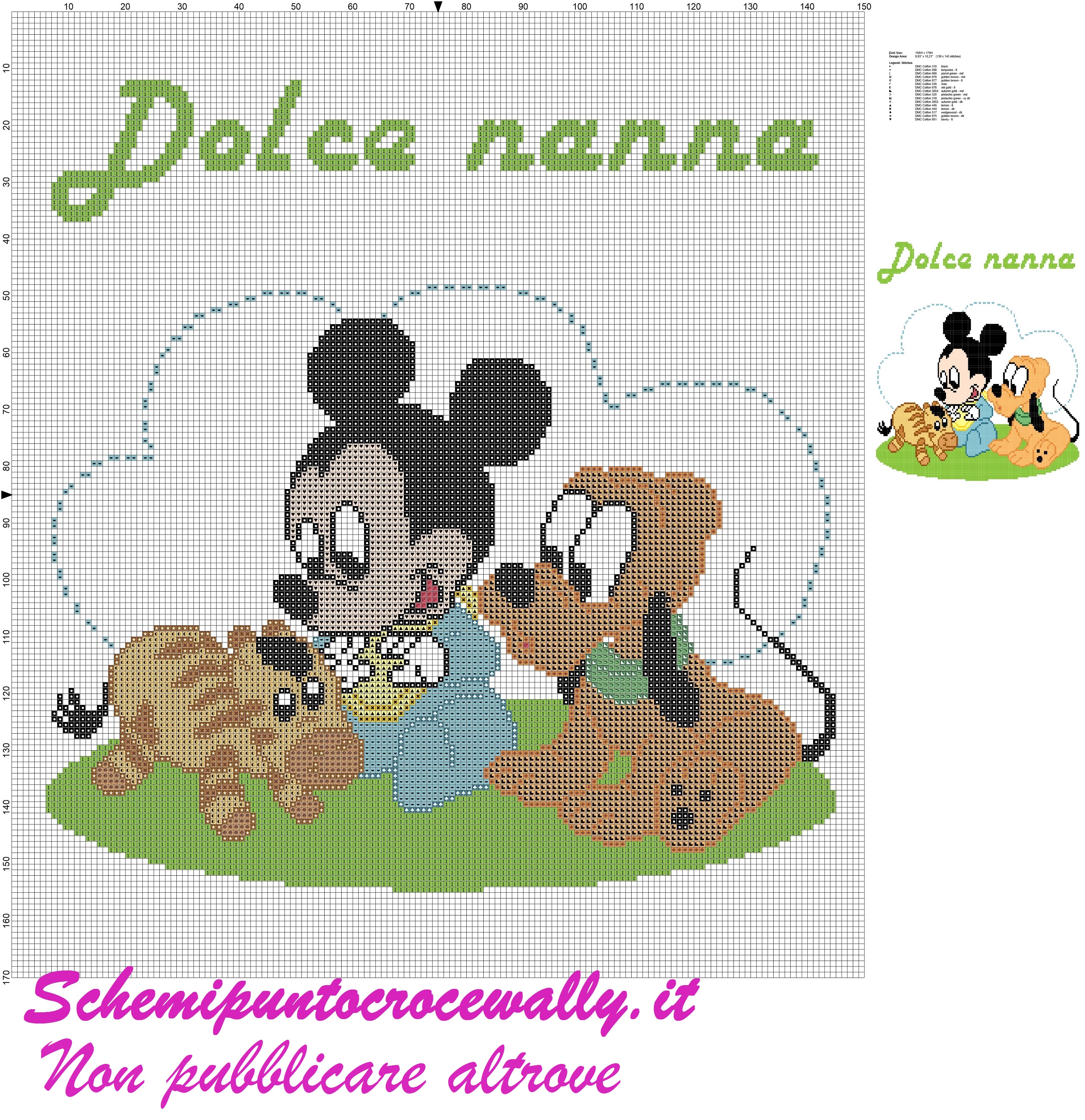 baby topolino pluto e zebra schema punto croce per copertina