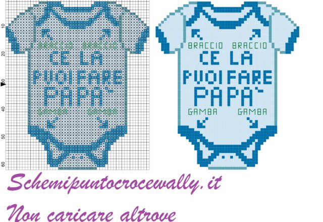 bodi con scritta ce la puoi fare papà  schema punto croce gratis