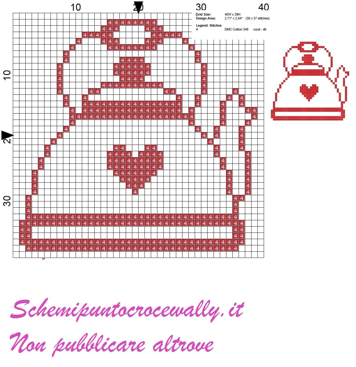 bollitore monocolore schema punto croce