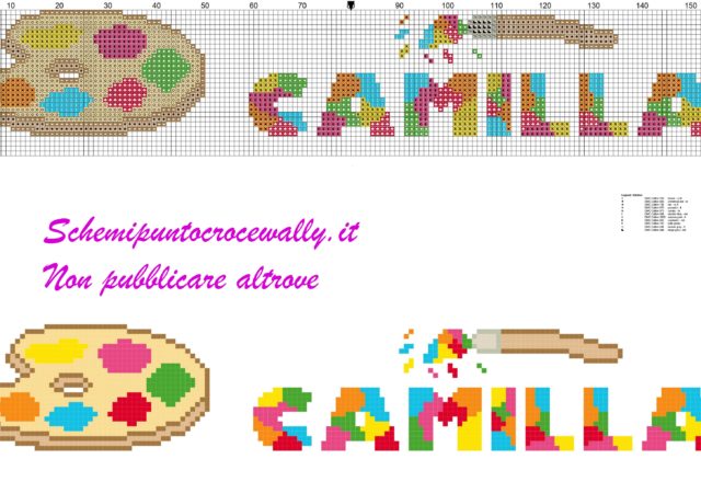 camilla nome con tavolozza e colori