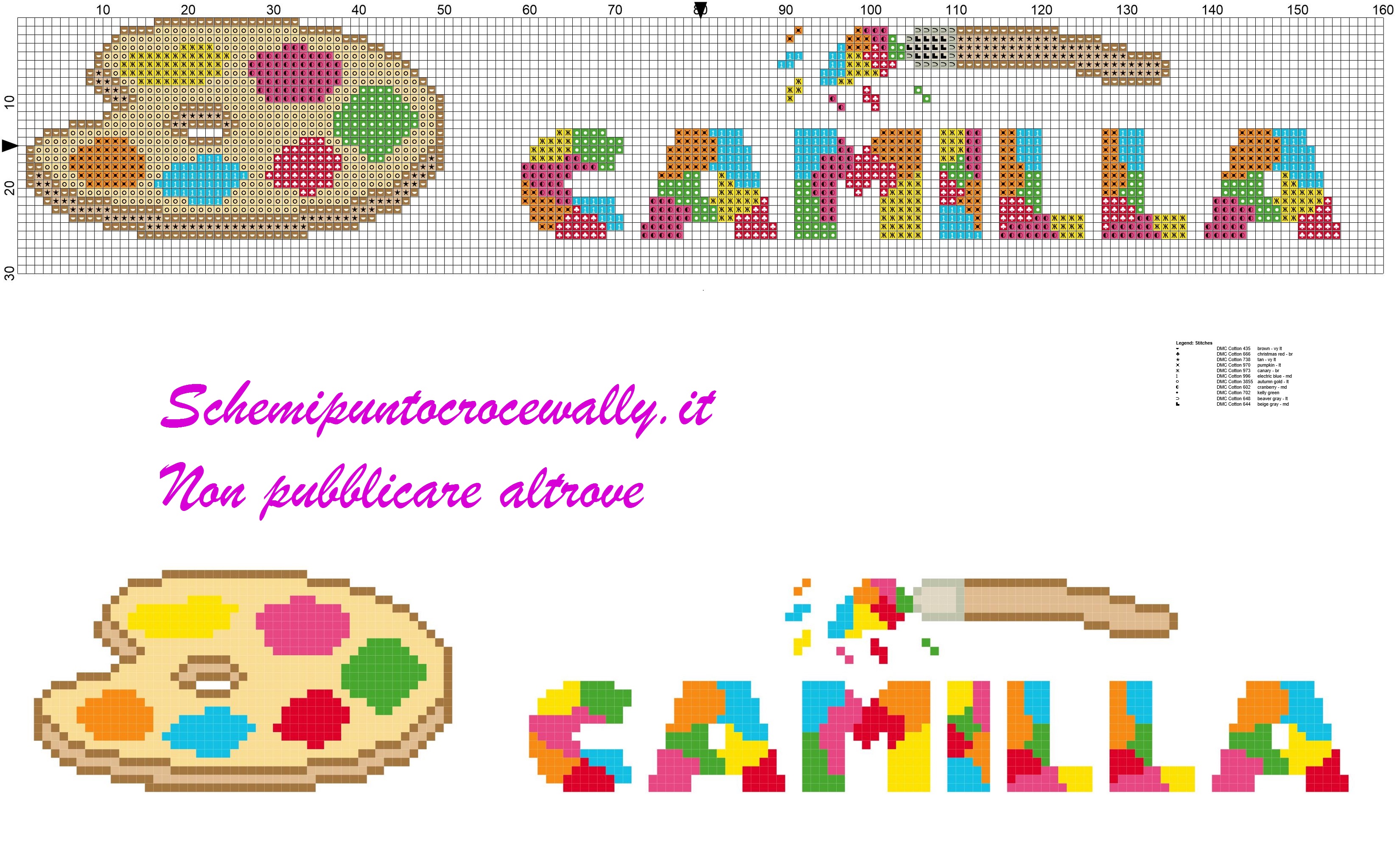 camilla nome con tavolozza e colori