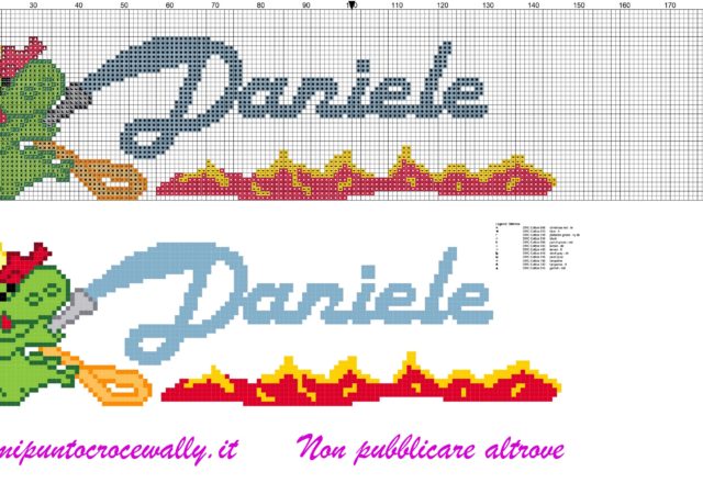 daniele nome con grisù schema punto croce