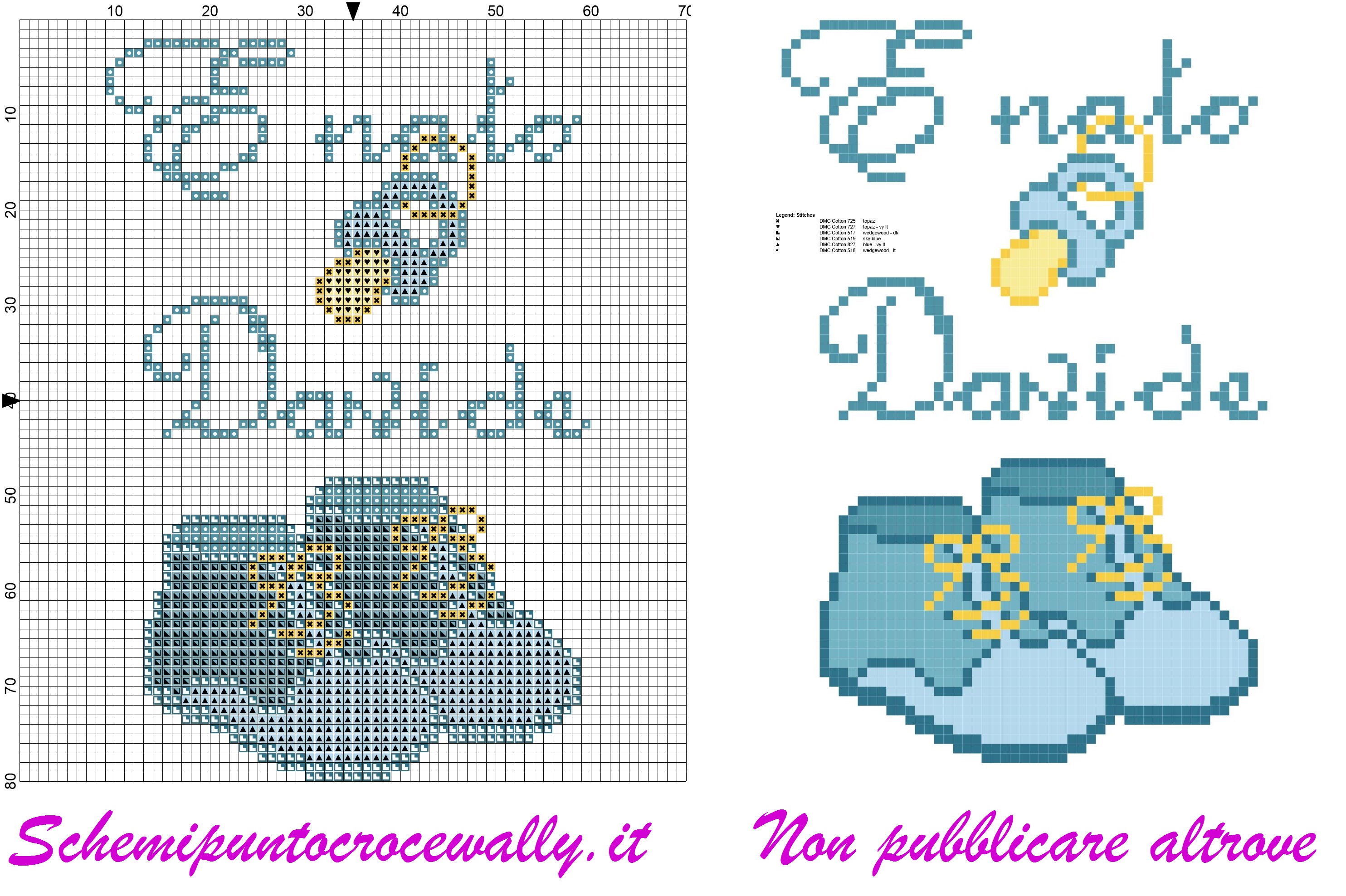 davide è nato con ciuccio e scarpine schema punto croce