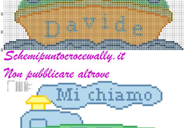 davide nome con nave schema punto croce