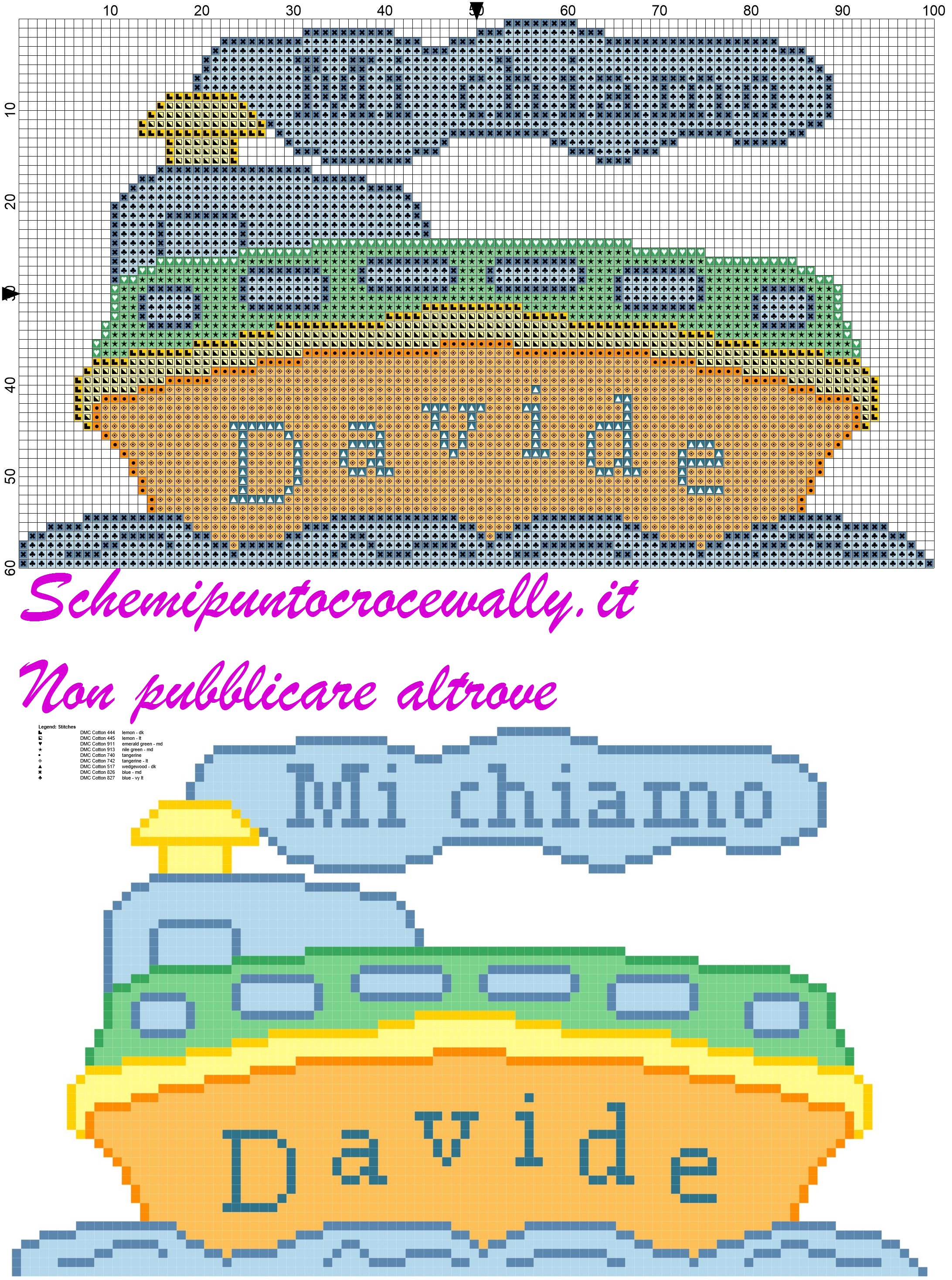 davide nome con nave schema punto croce