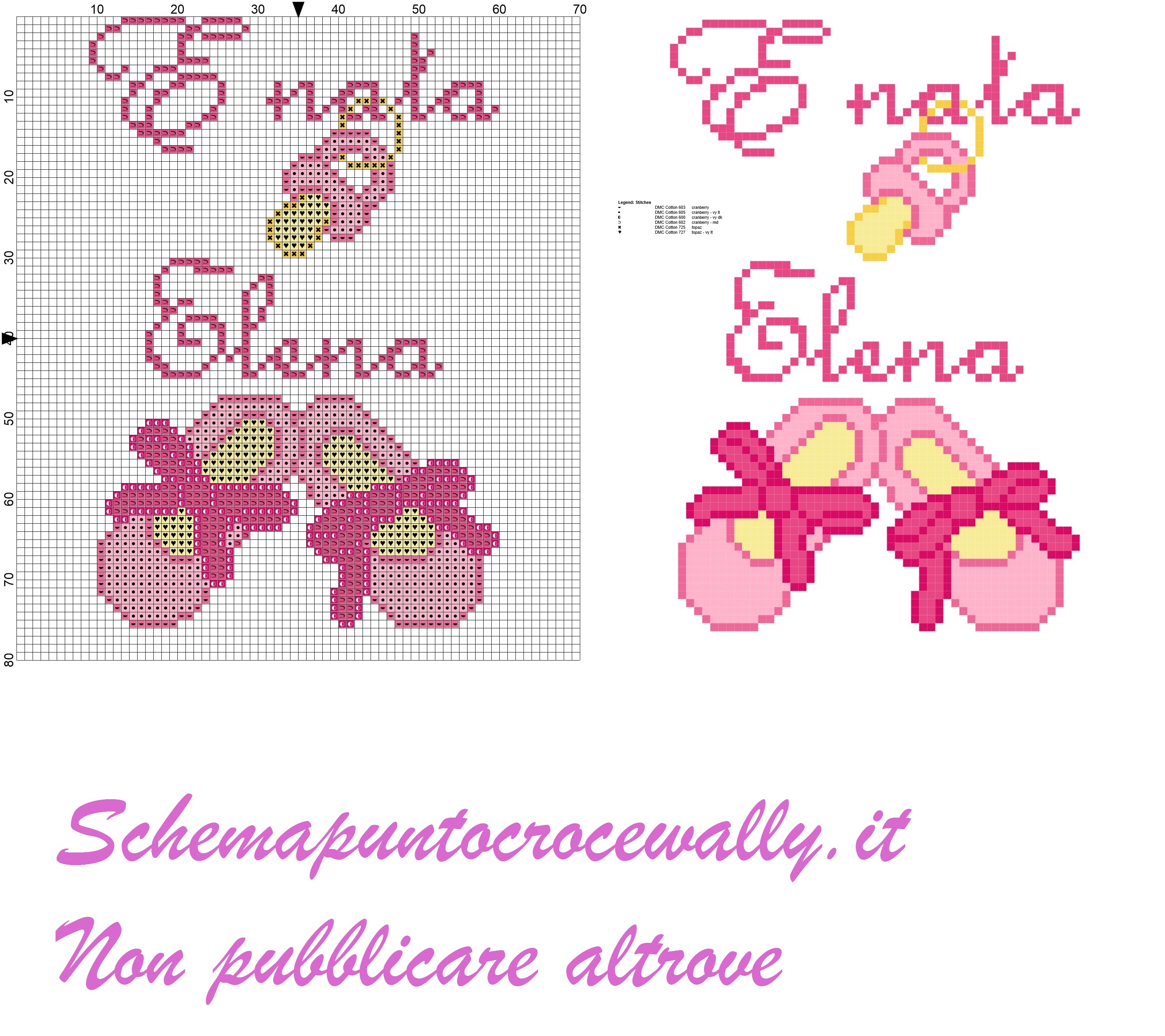elena è nata con ciuccio e scarpette schema punto croce