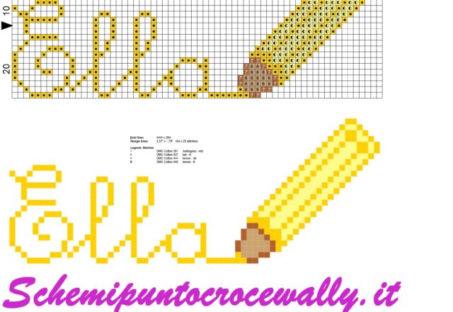 ella nome con matita schema punto croce