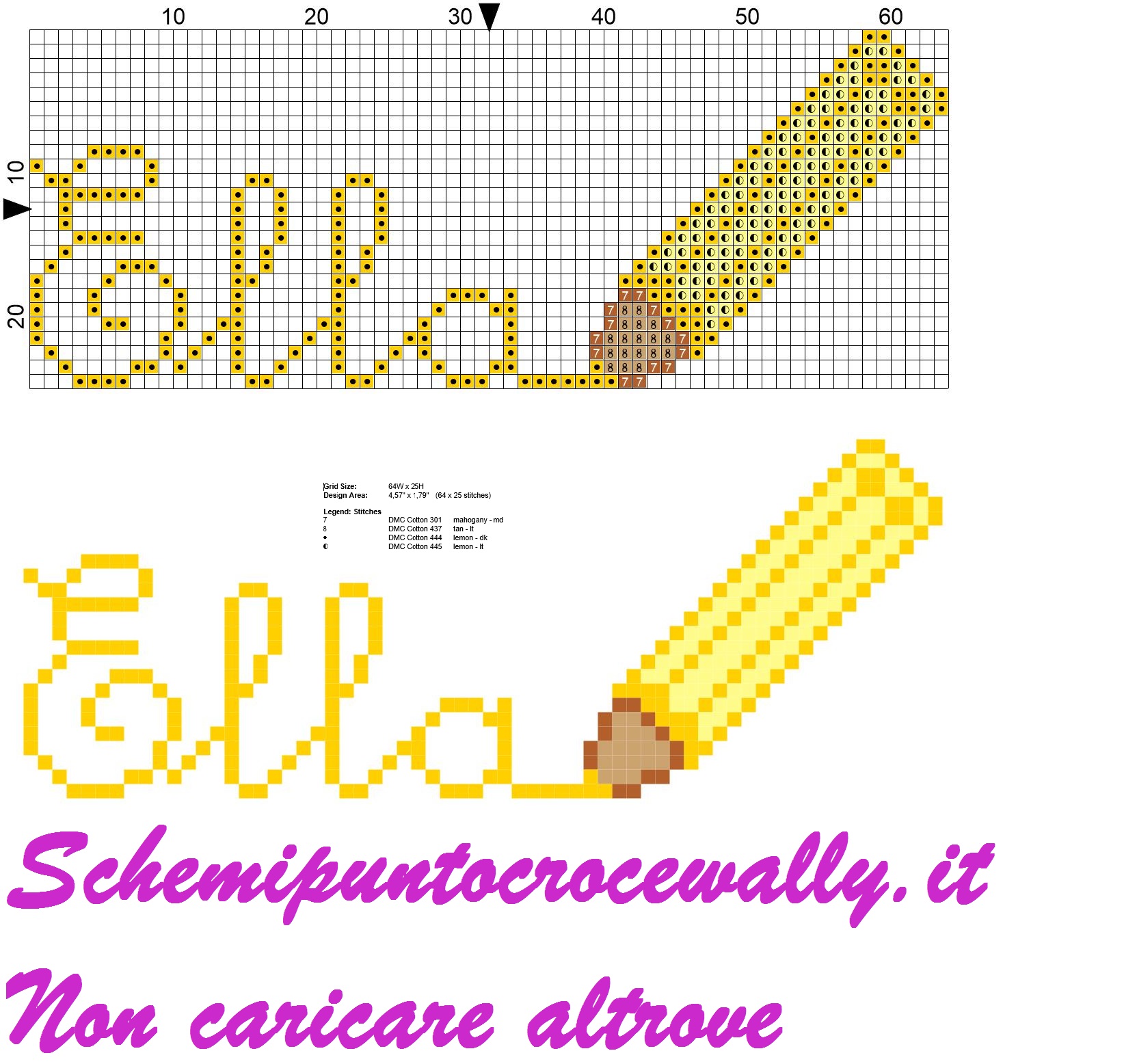 ella nome con matita schema punto croce