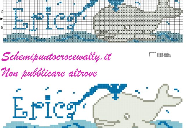 erica nome con balena schema punto croce
