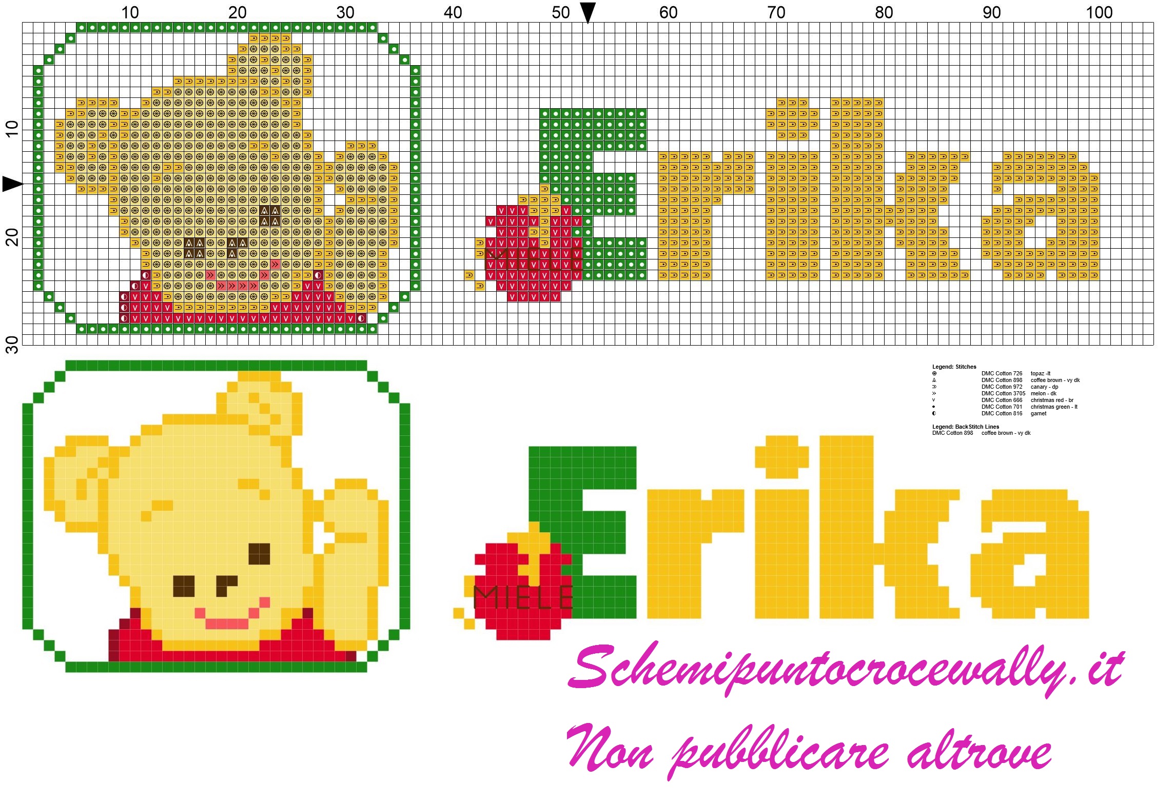 erika nome con baby winnie the pooh schema punto croce