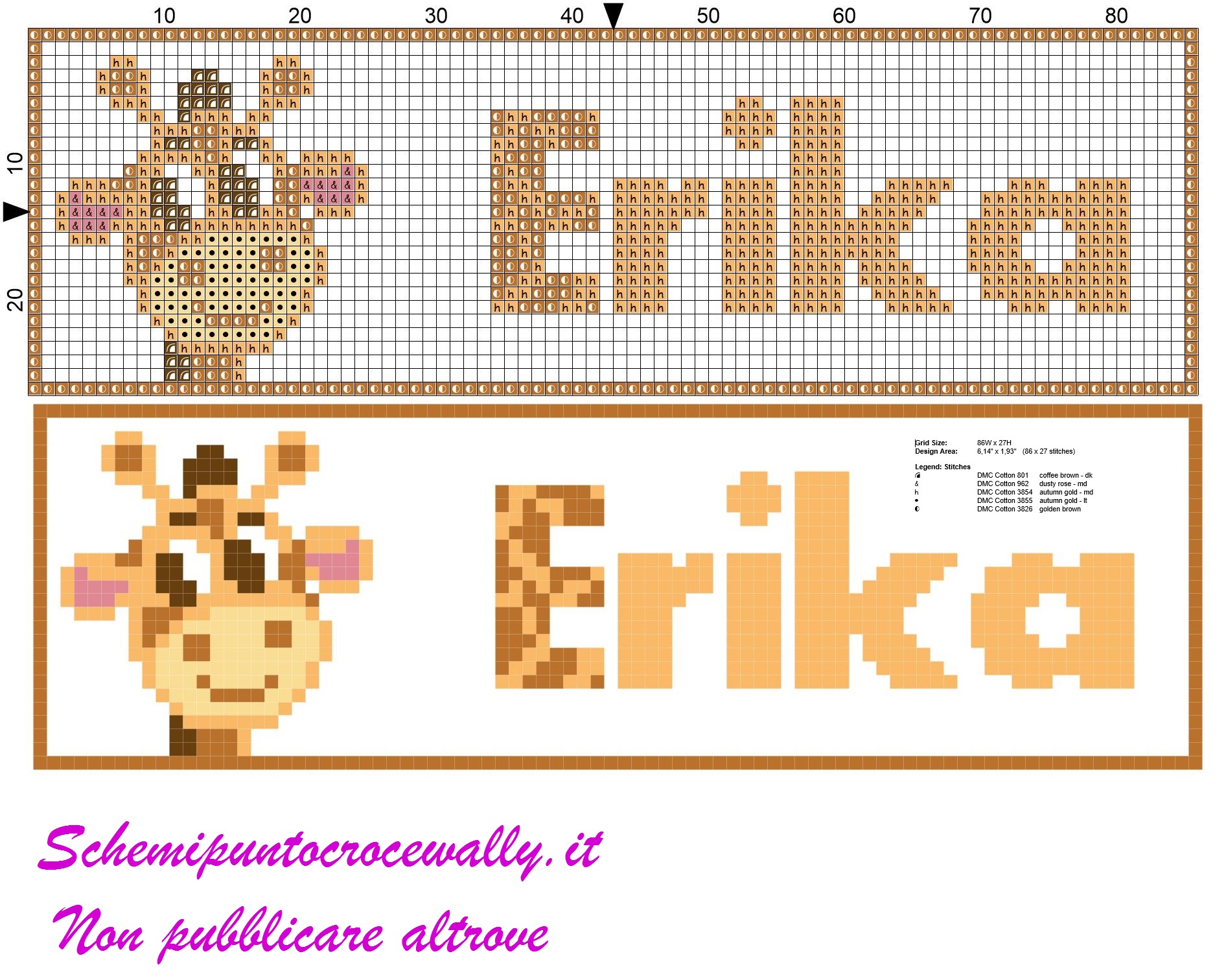 erika nome con giraffa schema punto croce