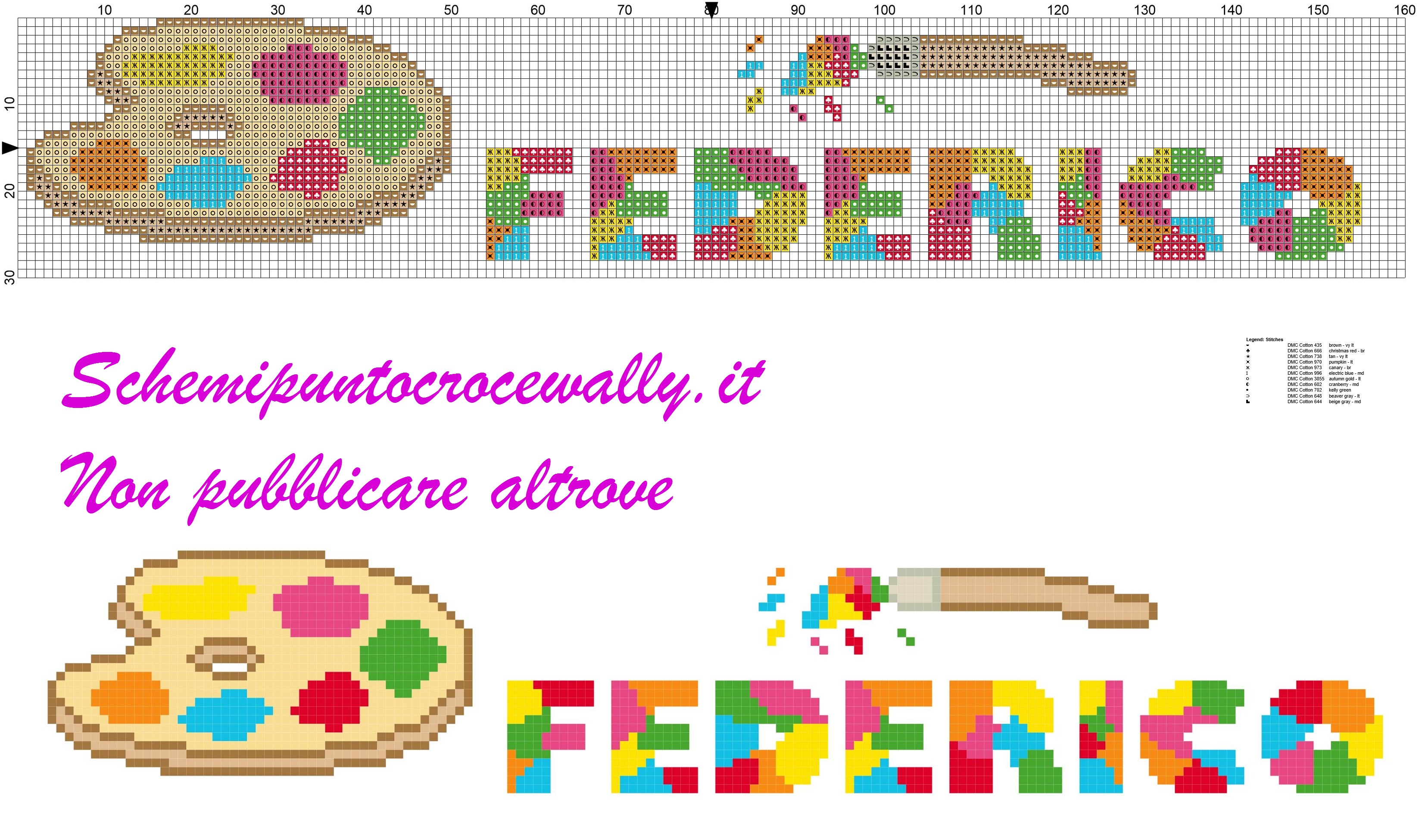 federico nome con tavolozza e colori schema punto croce