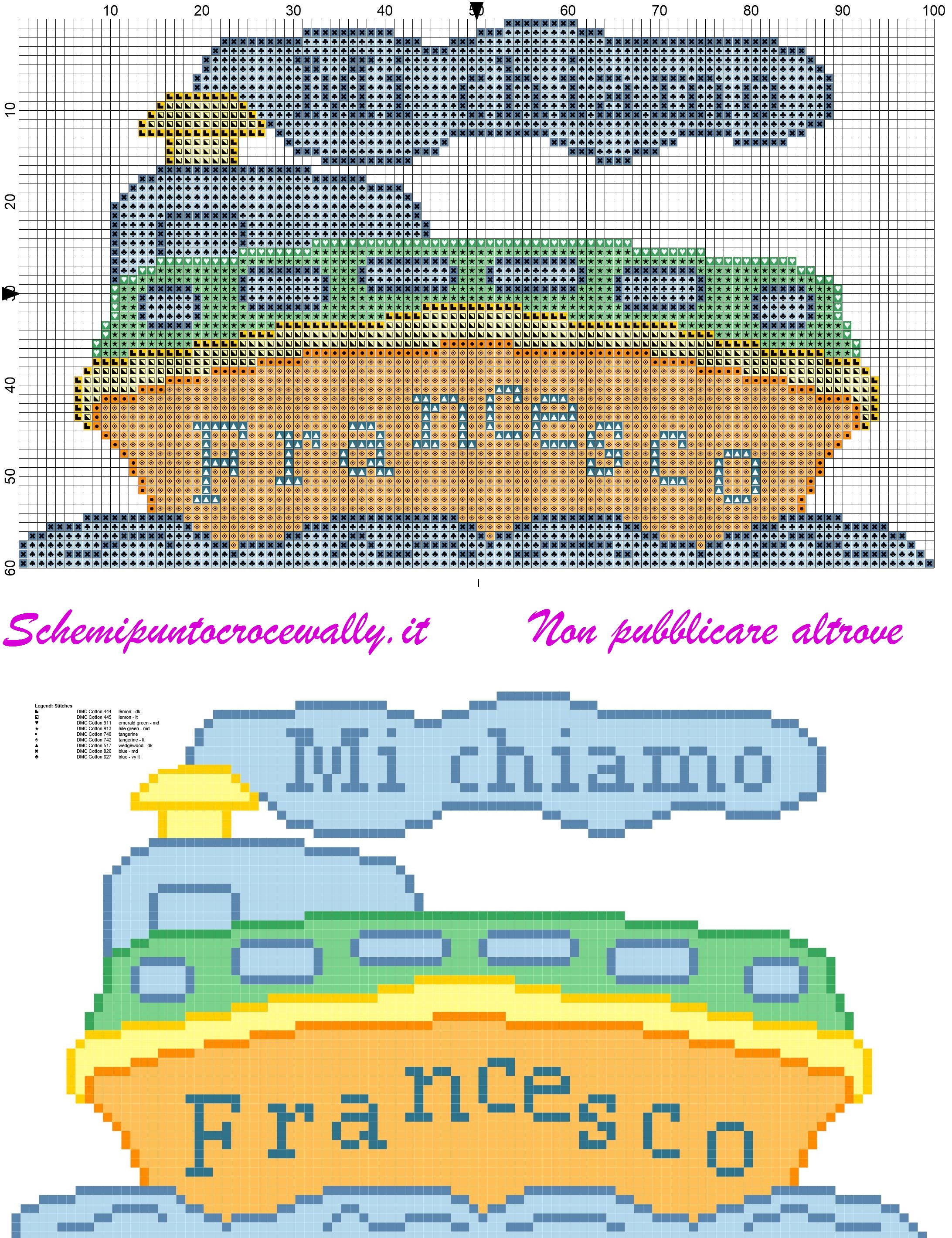 francesco nome con nave schema punto croce