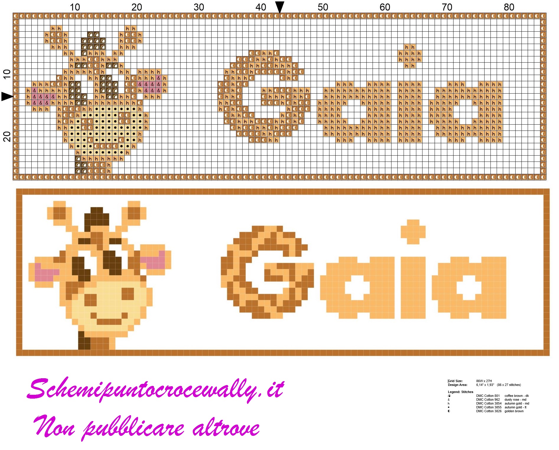 gaia con giraffa schema punto croce