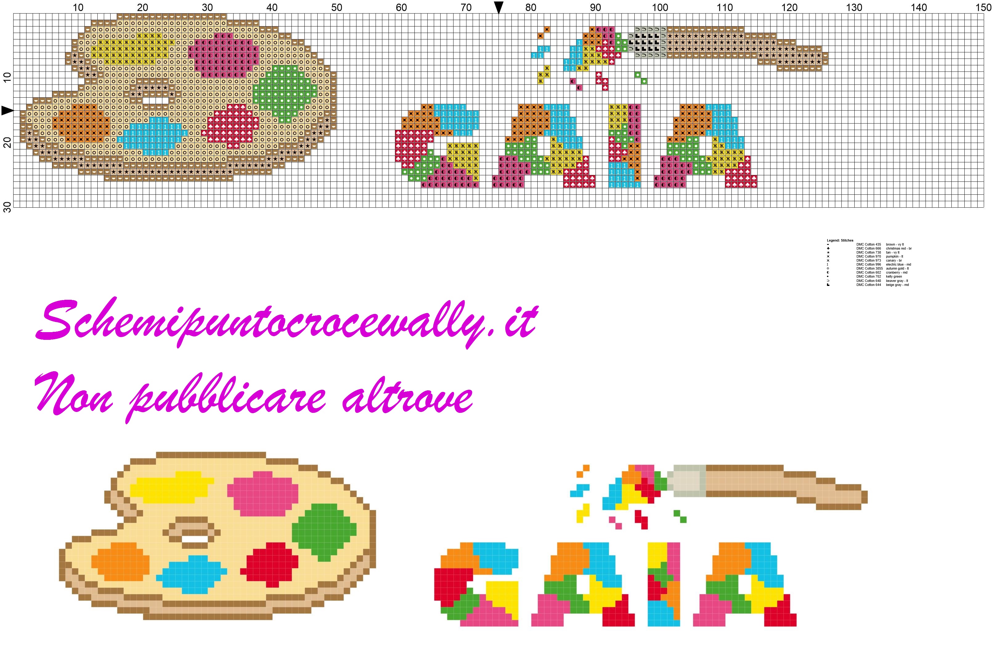 gaia nome con tavoloza e colori schema punto croce