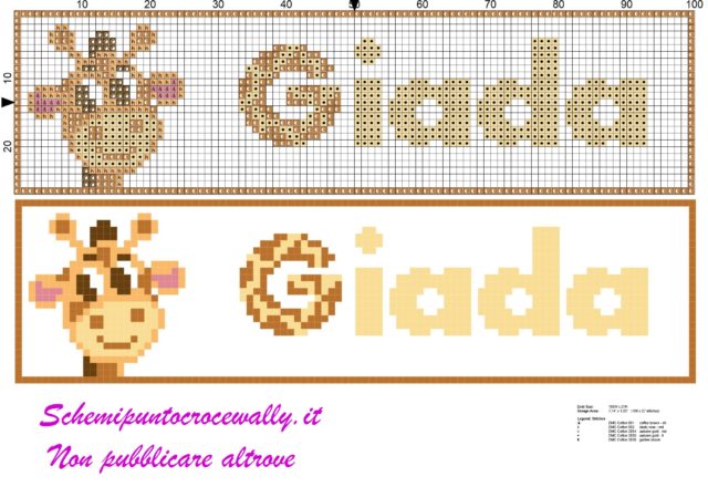 giada nome con giraffa schema punto croce