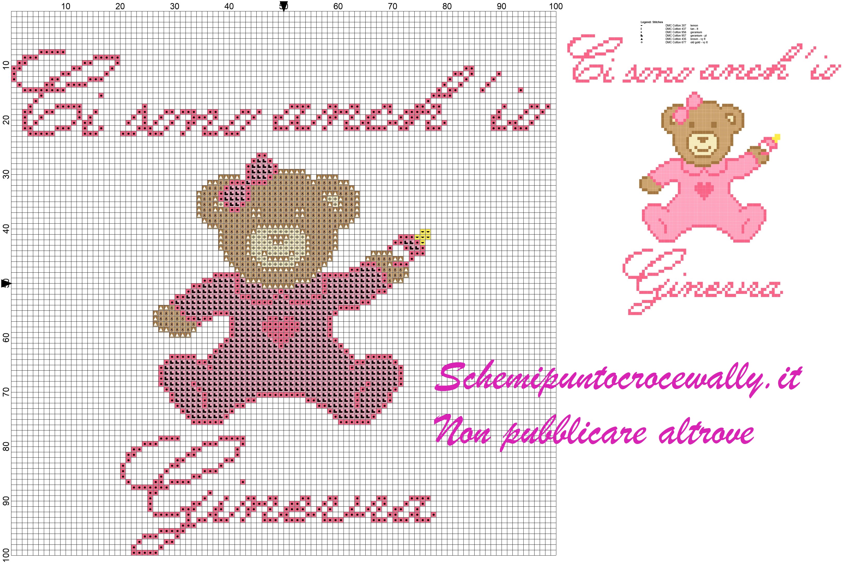 ginevra ci sono anch’ io schema punto croce orsetta con tutina