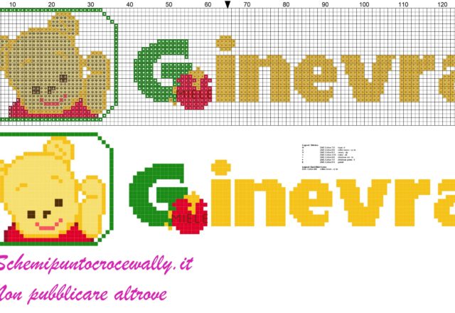 ginevra nome con baby winnie the pooh schema punto croce