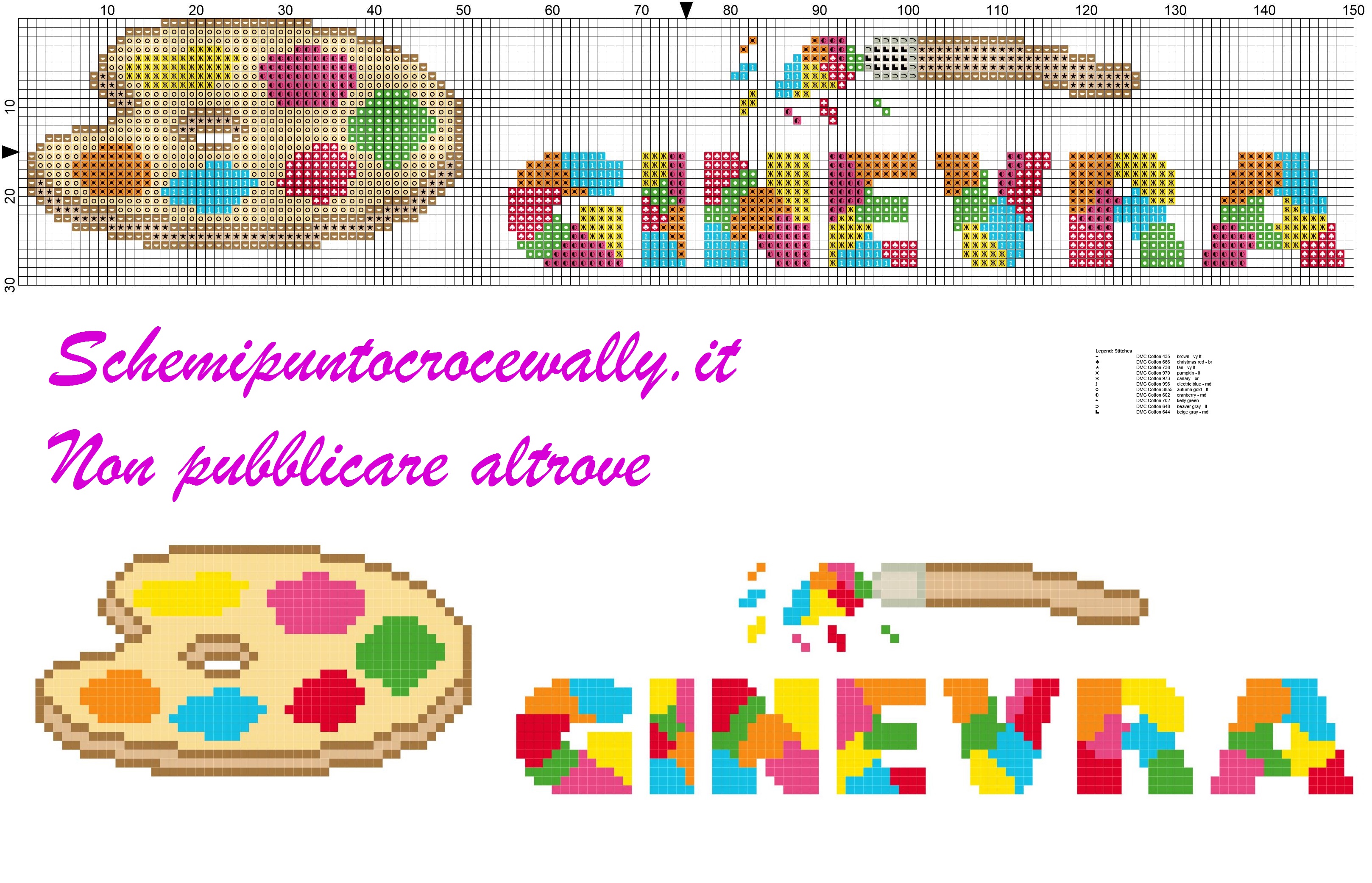 ginevra nome con tavolozza e colori schema punto croce