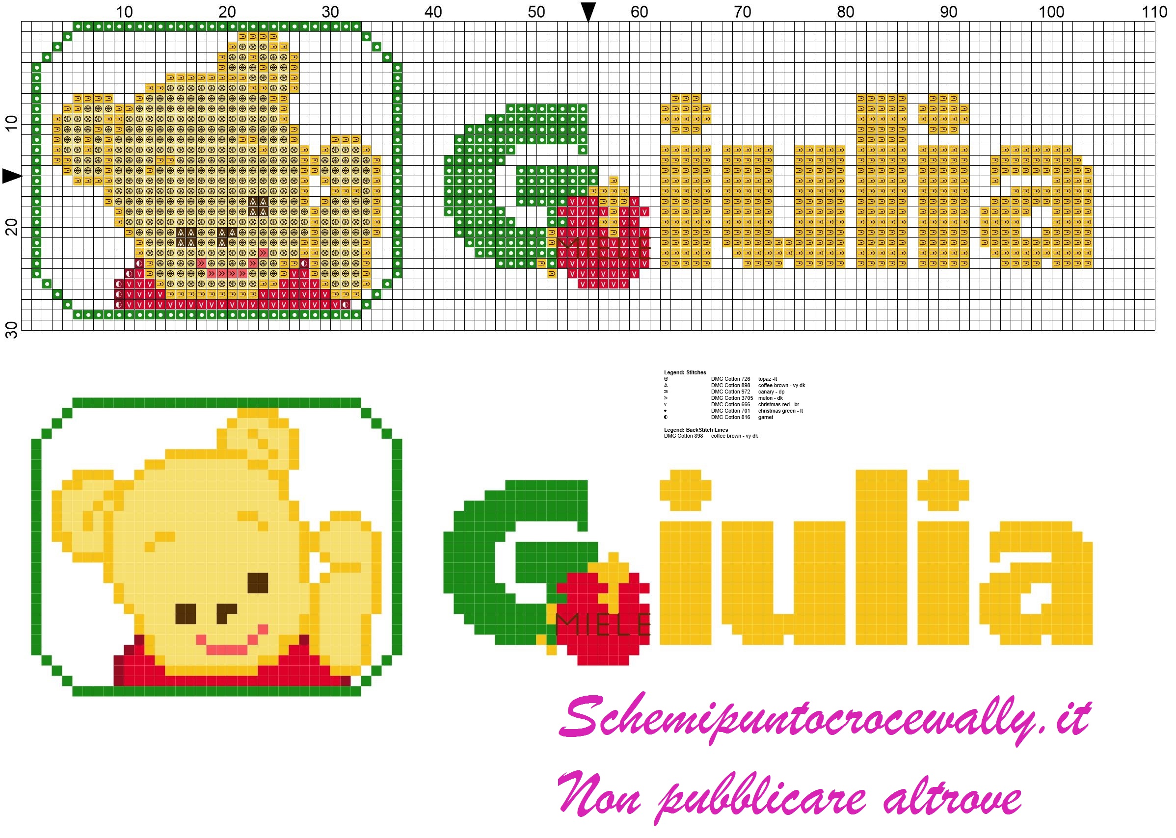 giulia nome con baby winnie the pooh schema punto croce