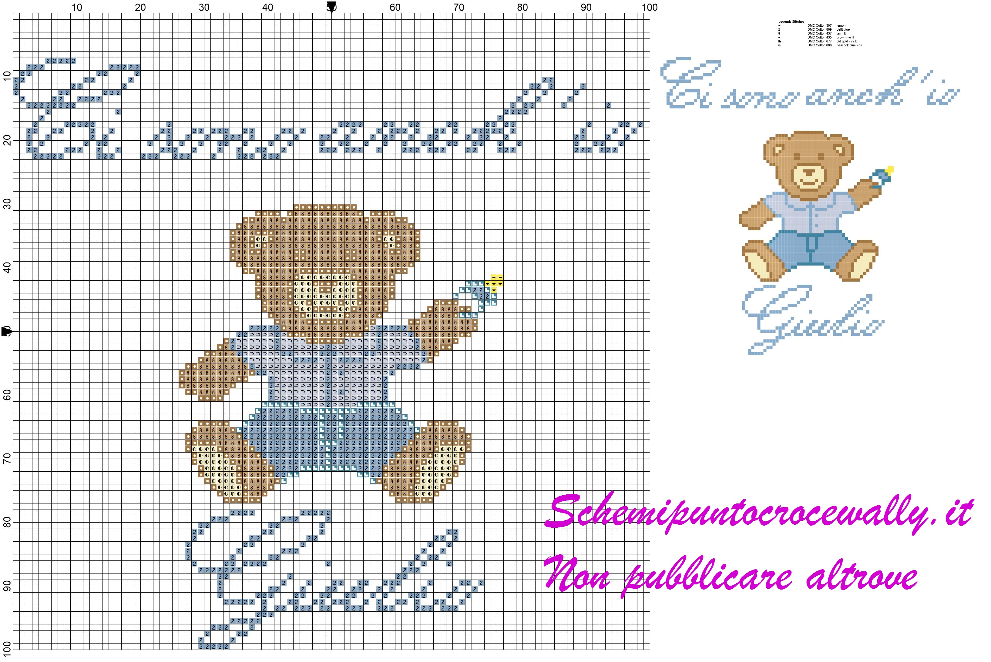 giulio ci sono anch’ io schema punto croce orsetto con jeans