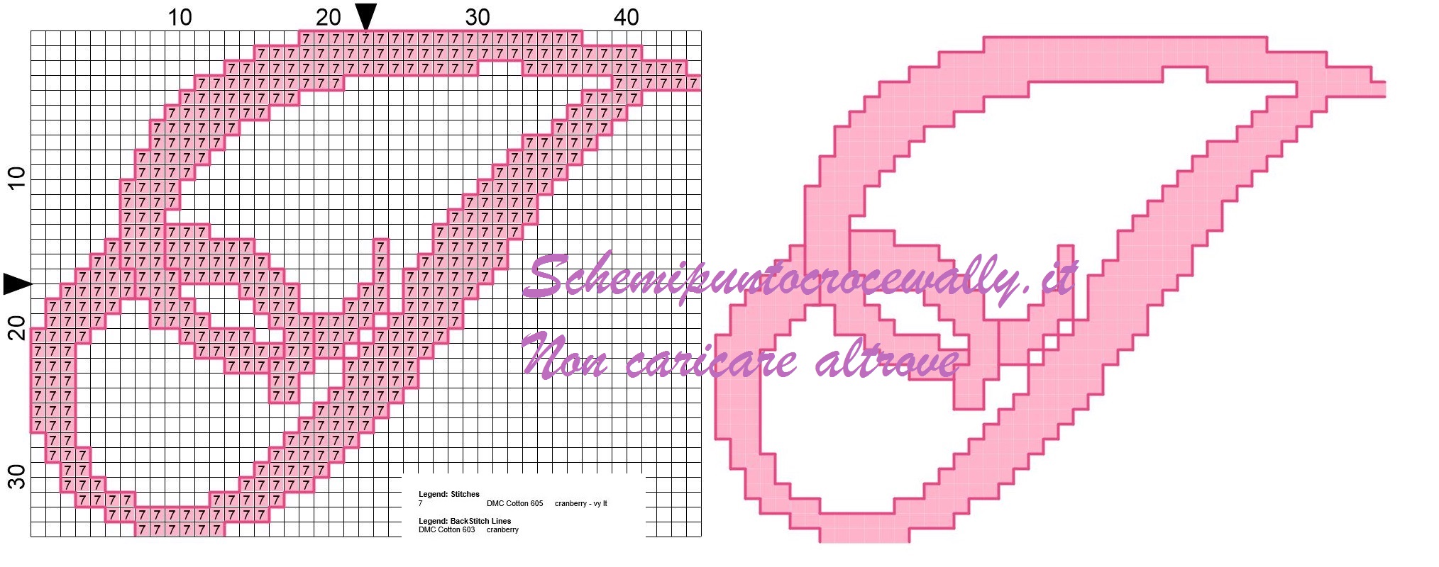 i iniziale schema punto croce